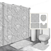 White Flowers Floral Bathroom Set DM6237 180x180cm Style Shower - GiFTiFY