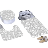 White Flowers Floral Bathroom Set DM6237 180x180cm Style Shower - GiFTiFY