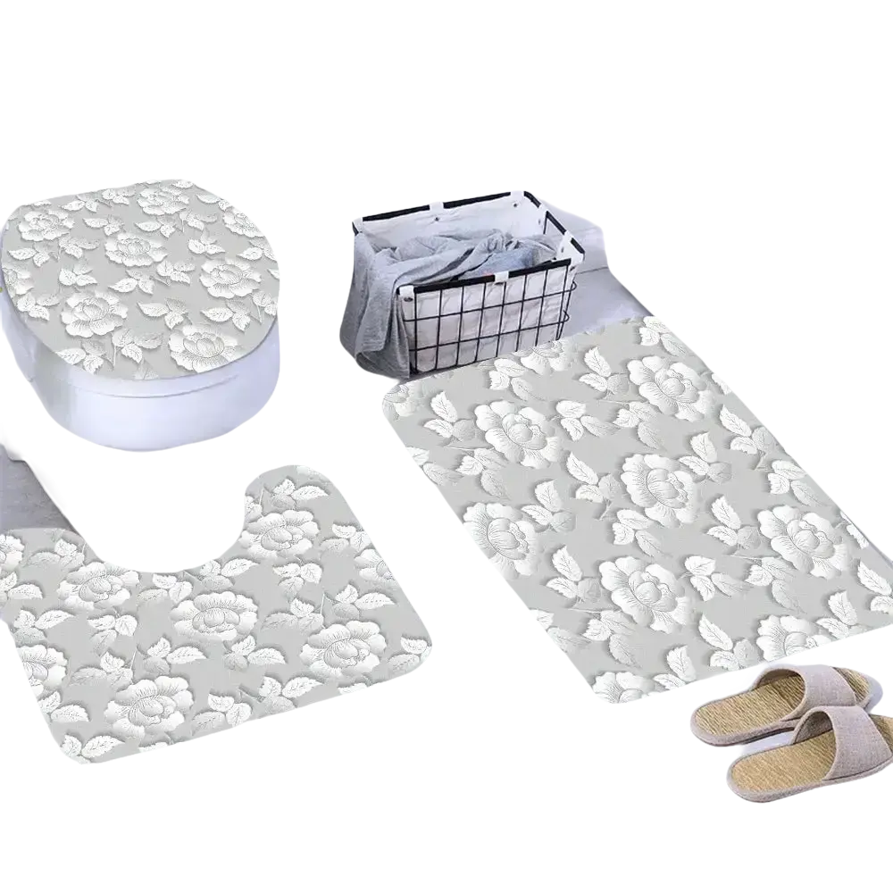 Floral bathroom mat set.