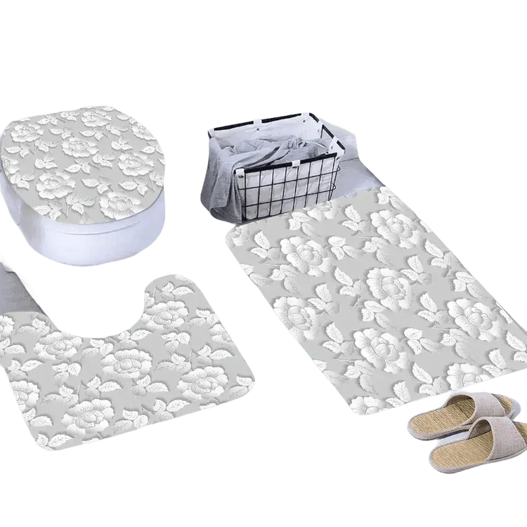 White Flowers Floral Bathroom Set DM6237 180x180cm Style Shower - GiFTiFY