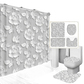 White Flowers Floral Bathroom Set DM6237 180x180cm Style Shower - GiFTiFY
