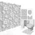White Flowers Floral Bathroom Set DM6237 180x180cm Style Shower - GiFTiFY