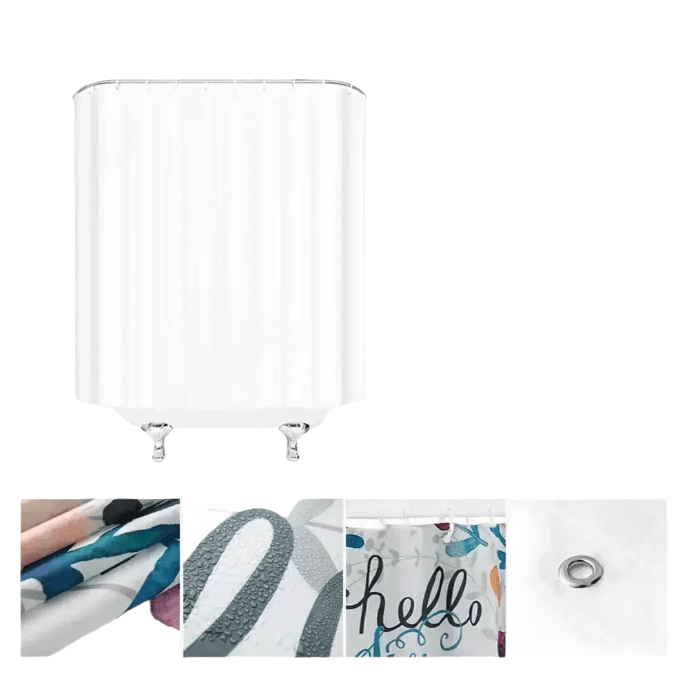 White Flowers Floral Bathroom Set DM6237 180x180cm Style Shower - GiFTiFY