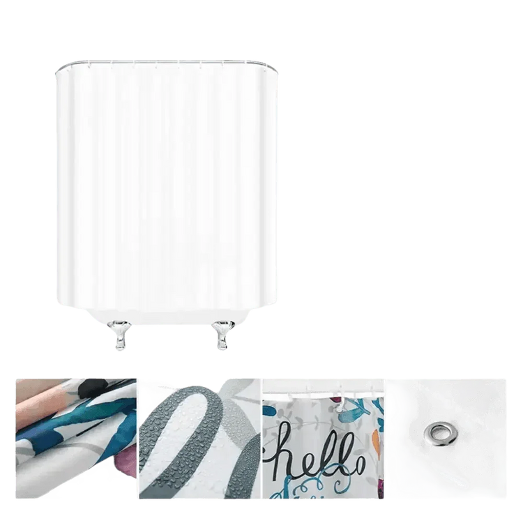 White Flowers Floral Bathroom Set DM6237 180x180cm Style Shower - GiFTiFY