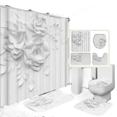 White Flowers Floral Bathroom Set DM6237 180x180cm Style Shower - GiFTiFY