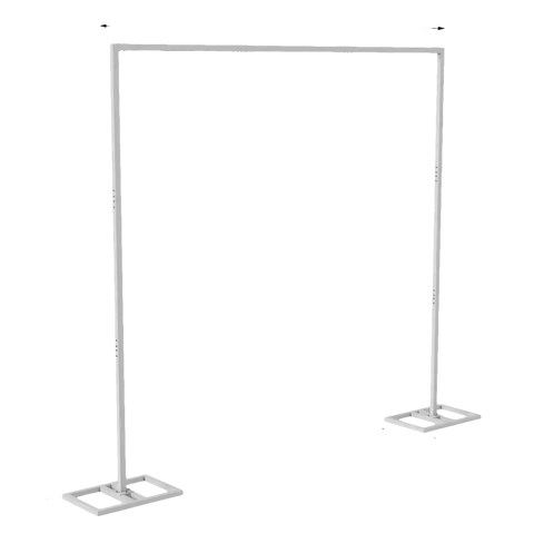 White metal backdrop stand.
