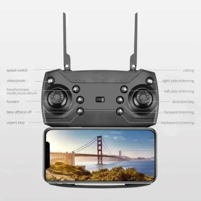 Foldable Black E88 Pro WiFi Drone Drones by DS