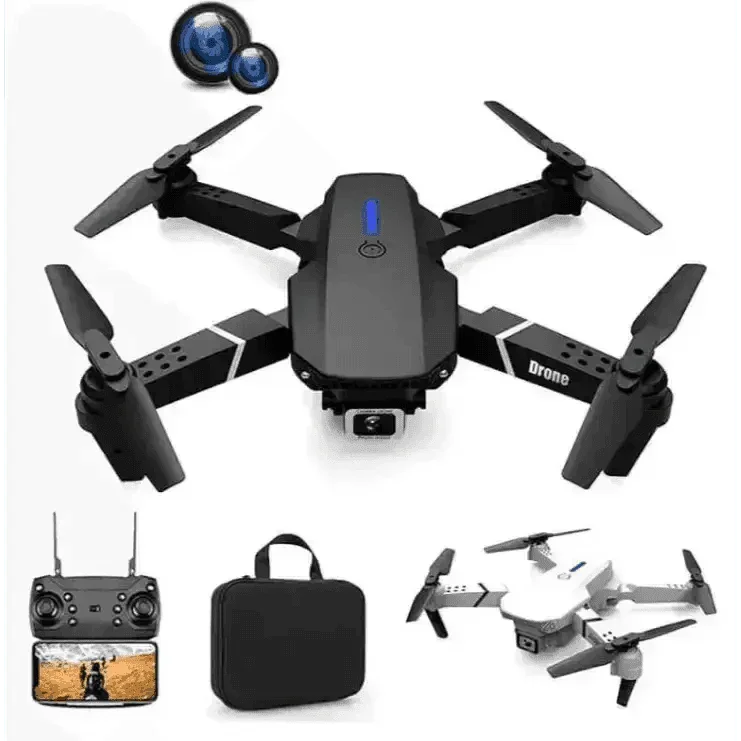 Foldable Black E88 Pro WiFi Drone Drones by DS