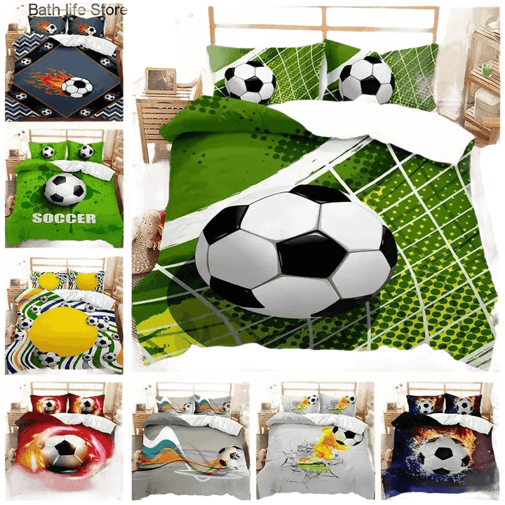 Football Bedding Set Sports 3D Football 240x220cm - GiFTiFY