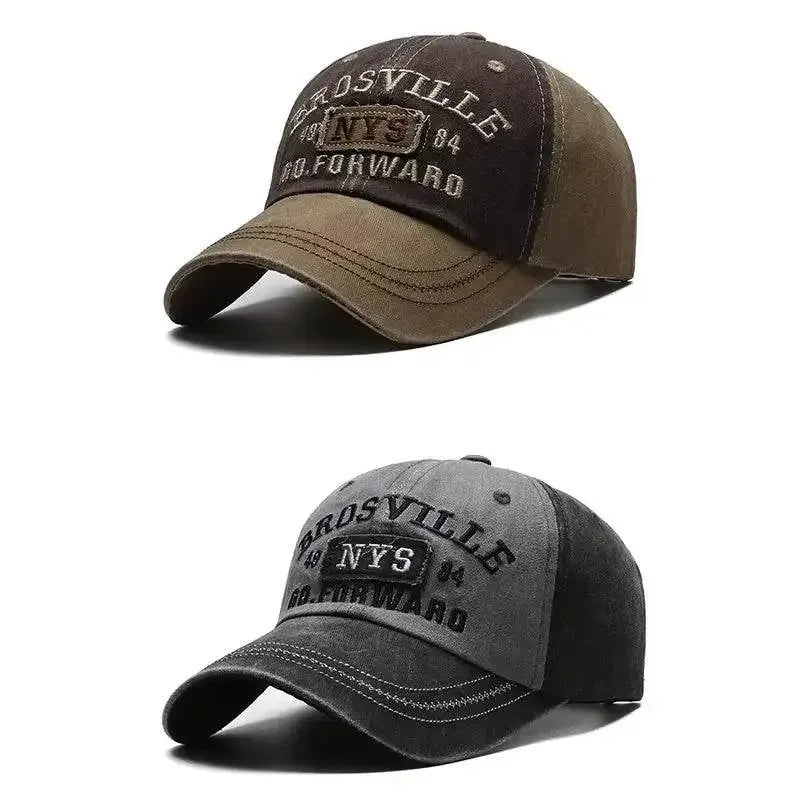 Four Seasons Men's Baseball Cap Casual Wash Embroidered Cap Curved Brim Bowler Sun Hat Official Website Cap by Dropshee