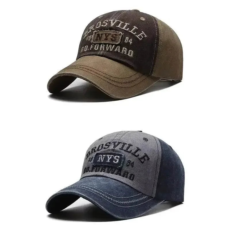 Four Seasons Men's Baseball Cap Casual Wash Embroidered Cap Curved Brim Bowler Sun Hat Official Website Cap by Dropshee