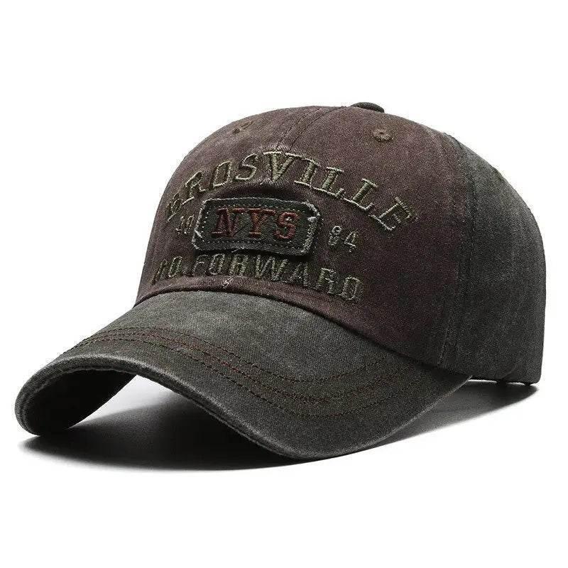 Four Seasons Men's Baseball Cap Casual Wash Embroidered Cap Curved Brim Bowler Sun Hat Official Website Cap by Dropshee
