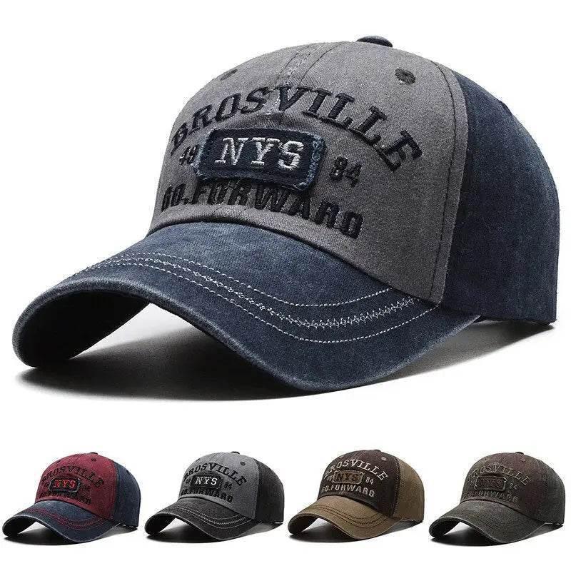 Four Seasons Men's Baseball Cap Casual Wash Embroidered Cap Curved Brim Bowler Sun Hat Official Website Cap by Dropshee