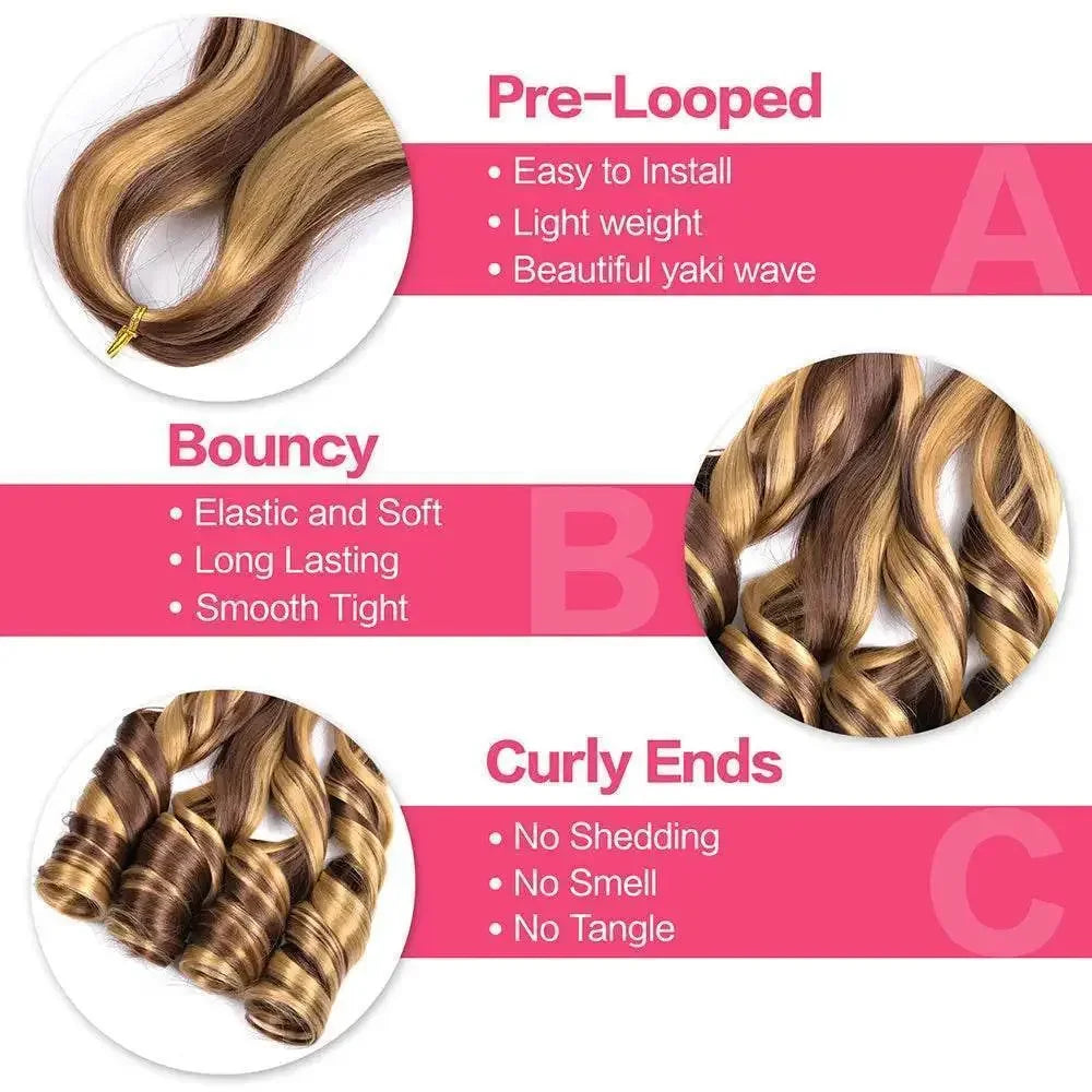 French Curly Braiding Hair 14Inch Synthetic Curly Braiding Hair Pre Stretched Loose Wavy Curl Braiding Hair Extensions For Women - GiFTiFY