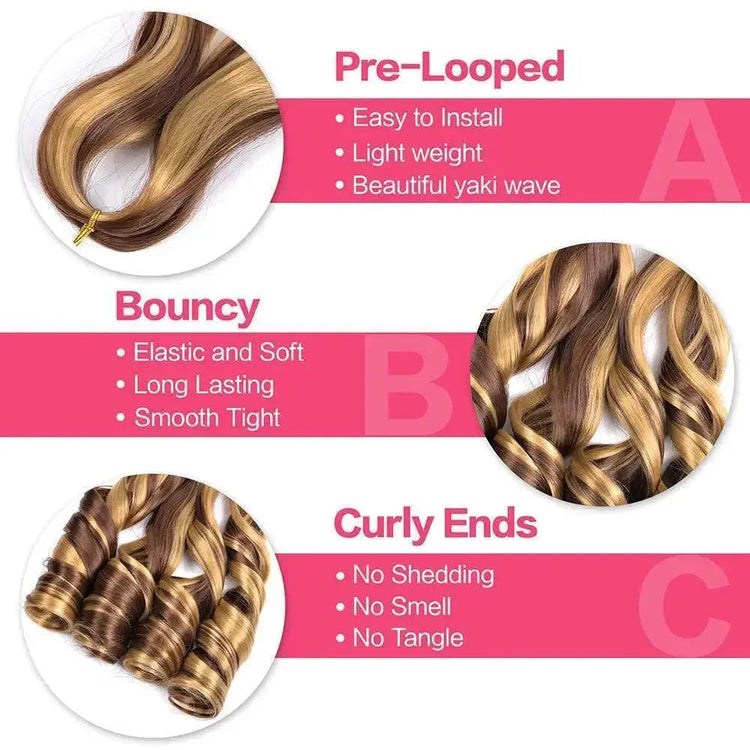 French Curly Braiding Hair 14Inch Synthetic Curly Braiding Hair Pre Stretched Loose Wavy Curl Braiding Hair Extensions For Women - GiFTiFY