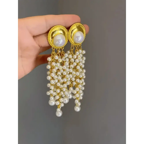 French Style Exaggerated Big Eyes Long Earrings Fashion Pearl Water Droplets Earring - GiFiFY