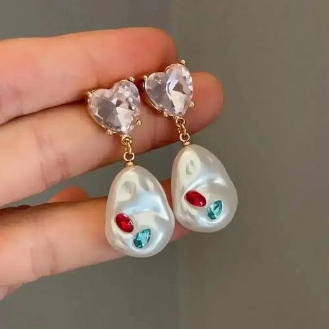 French Style Exaggerated Big Eyes Long Earrings Fashion Pearl Water Droplets Earring - GiFiFY