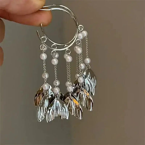 French Style Exaggerated Big Eyes Long Earrings Fashion Pearl Water Droplets Earring - GiFiFY