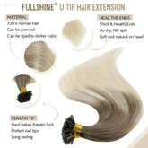 Full Shine U Tip Hair Extensions Fusion Hair Balayage Color 40-50g Keratin Glue Beads Prebonded Human Hair Extensiones - GiFTiFY