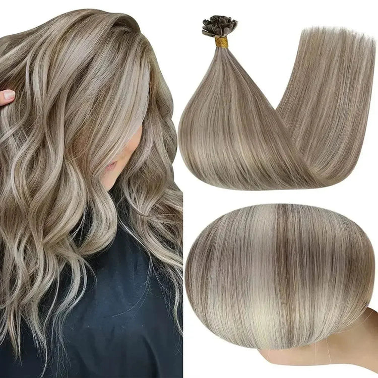 Full Shine U Tip Hair Extensions Fusion Hair Balayage Color 40-50g Keratin Glue Beads Prebonded Human Hair Extensiones - GiFTiFY