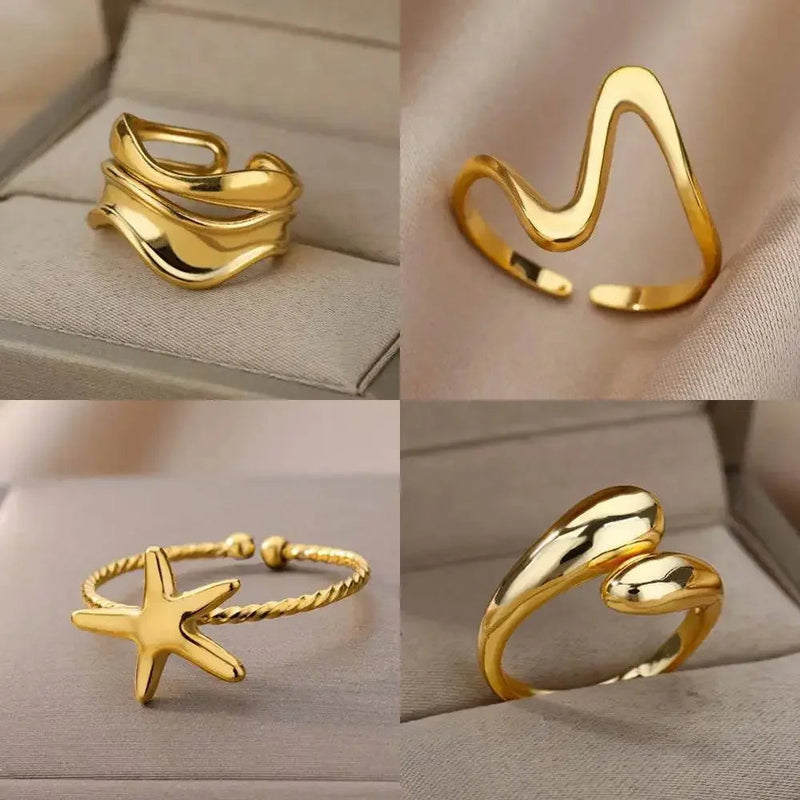 Gold Color Trendy Rings Set Ring Set by Dropshee