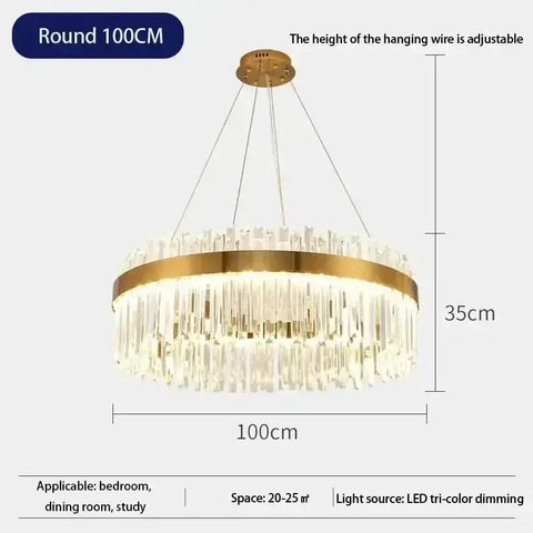 Gold Dia 80cm Crystal Ceiling Pendant Luxury Modest Crystal Chandelier Round Crystal Chandelier - GiFiFY