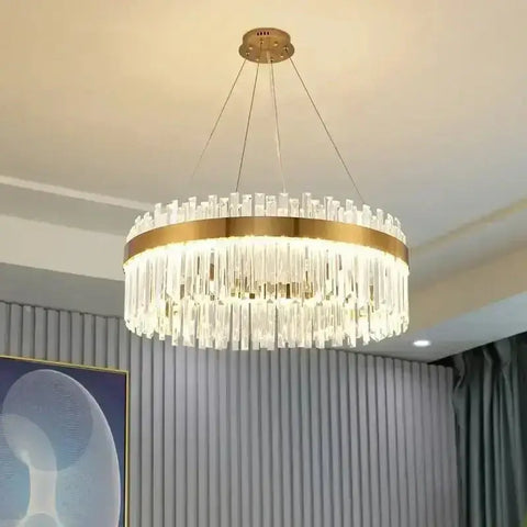 Gold Dia 80cm Crystal Ceiling Pendant Luxury Modest Crystal Chandelier Round Crystal Chandelier - GiFiFY