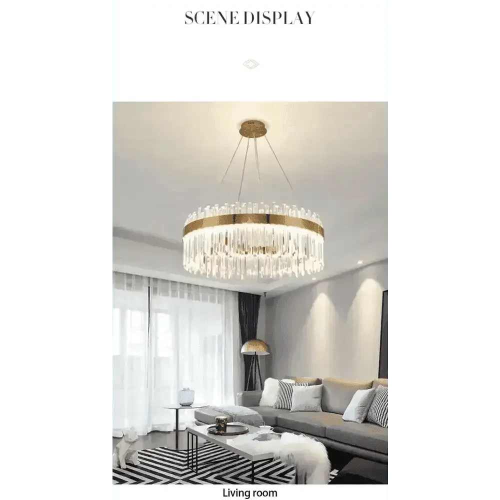 Gold Dia 80cm Crystal Ceiling Pendant Luxury Modest Crystal Chandelier Round Crystal Chandelier - GiFTiFY
