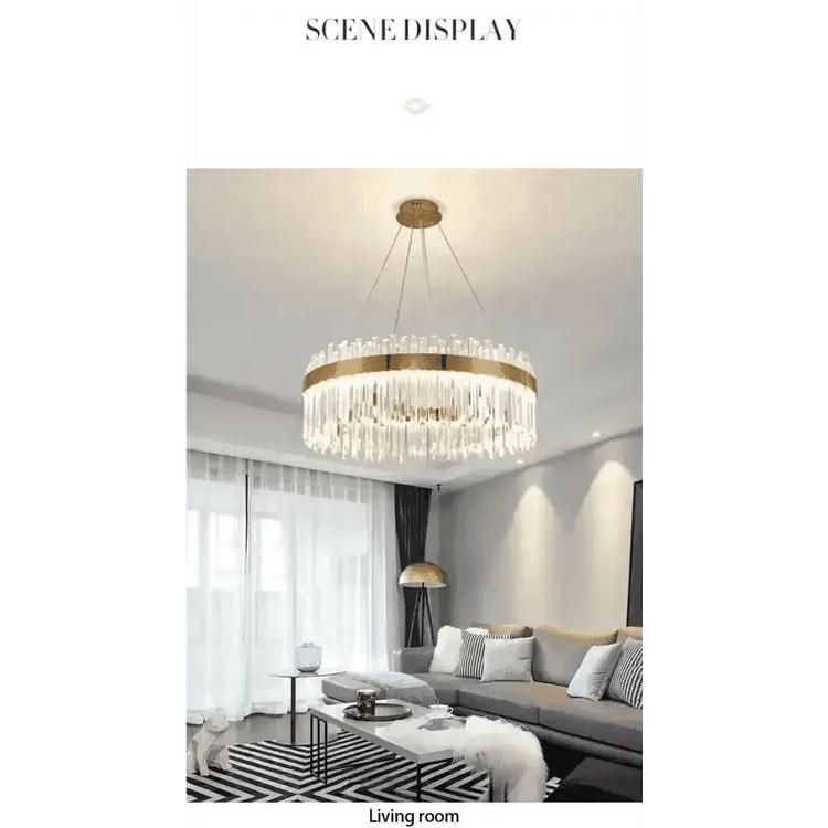 Gold Dia 80cm Crystal Ceiling Pendant Luxury Modest Crystal Chandelier Round Crystal Chandelier - GiFTiFY