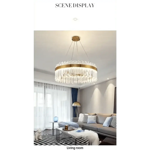 Gold Dia 80cm Crystal Ceiling Pendant Luxury Modest Crystal Chandelier Round Crystal Chandelier - GiFiFY