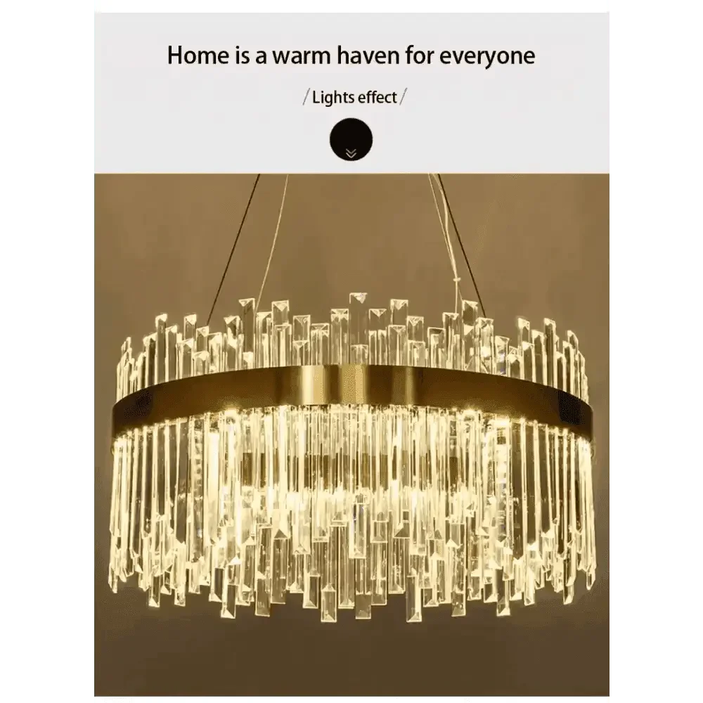 Gold Dia 80cm Crystal Ceiling Pendant Luxury Modest Crystal Chandelier Round Crystal Chandelier - GiFTiFY