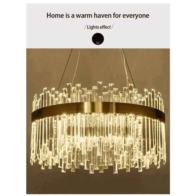 Gold Dia 80cm Crystal Ceiling Pendant Luxury Modest Crystal Chandelier Round Crystal Chandelier - GiFTiFY