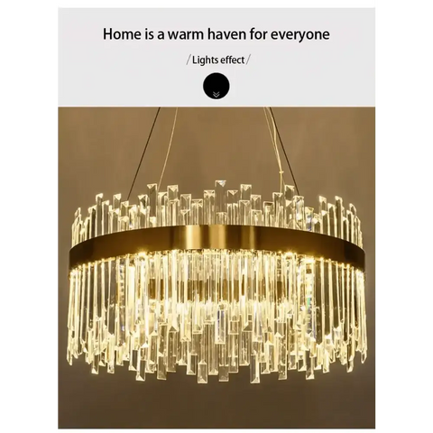 Gold Dia 80cm Crystal Ceiling Pendant Luxury Modest Crystal Chandelier Round Crystal Chandelier - GiFiFY