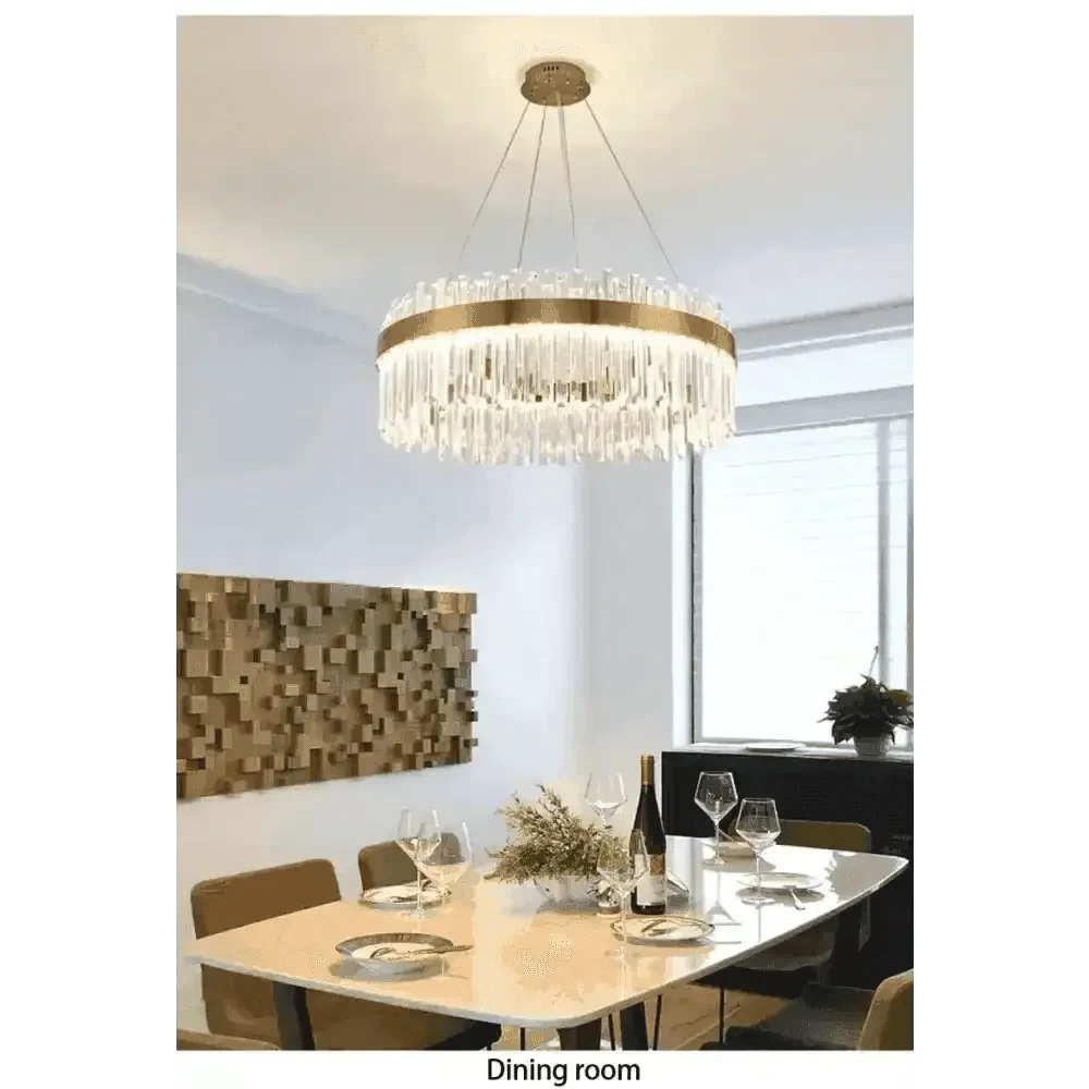 Gold Dia 80cm Crystal Ceiling Pendant Luxury Modest Crystal Chandelier Round Crystal Chandelier - GiFTiFY