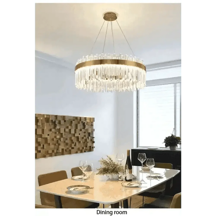 Gold Dia 80cm Crystal Ceiling Pendant Luxury Modest Crystal Chandelier Round Crystal Chandelier - GiFTiFY
