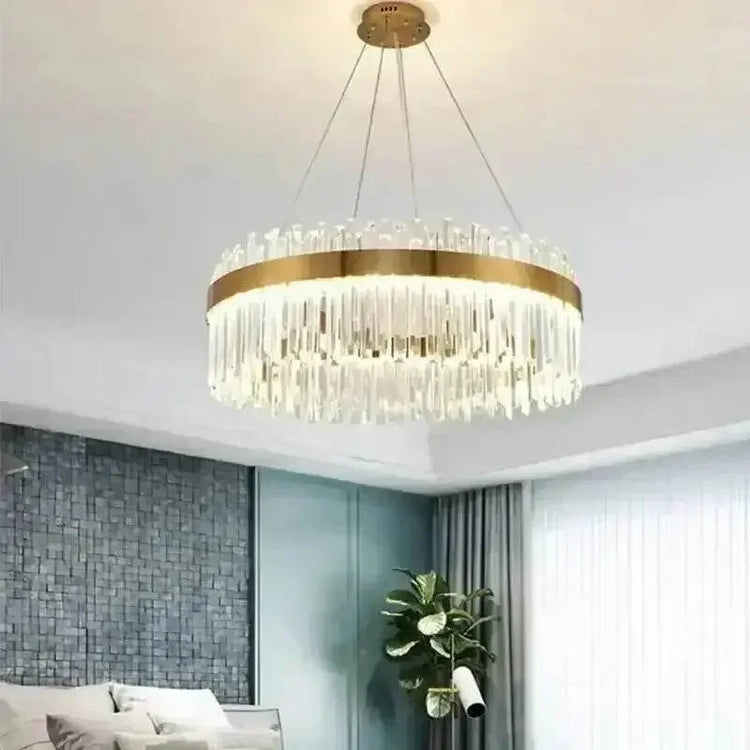 Gold Dia 80cm Crystal Ceiling Pendant Luxury Modest Crystal Chandelier Round Crystal Chandelier - GiFTiFY