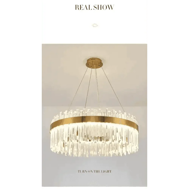 Gold Dia 80cm Crystal Ceiling Pendant Luxury Modest Crystal Chandelier Round Crystal Chandelier - GiFTiFY