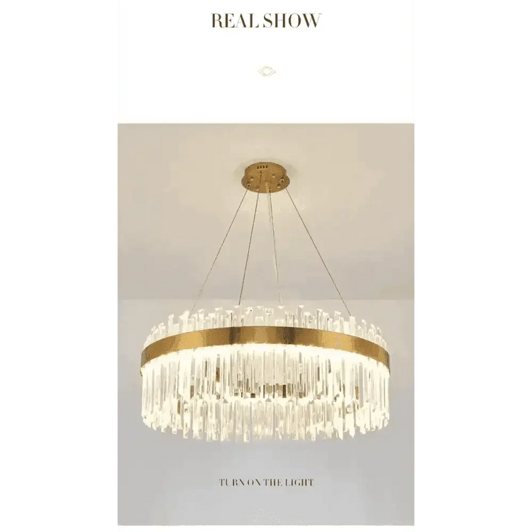 Gold Dia 80cm Crystal Ceiling Pendant Luxury Modest Crystal Chandelier Round Crystal Chandelier - GiFTiFY