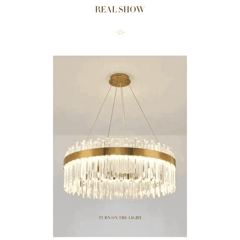 Gold Dia 80cm Crystal Ceiling Pendant Luxury Modest Crystal Chandelier Round Crystal Chandelier - GiFiFY