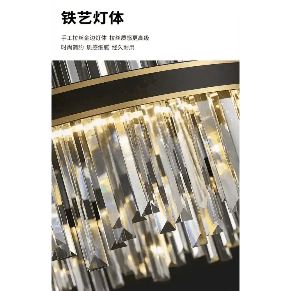 Gold Dia 80cm Crystal Ceiling Pendant Luxury Modest Crystal Chandelier Round Crystal Chandelier - GiFTiFY
