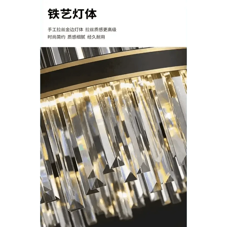 Gold Dia 80cm Crystal Ceiling Pendant Luxury Modest Crystal Chandelier Round Crystal Chandelier - GiFTiFY
