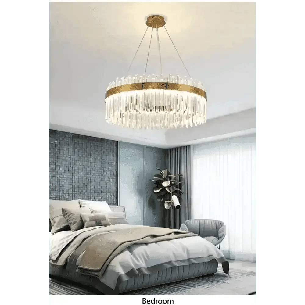 Gold Dia 80cm Crystal Ceiling Pendant Luxury Modest Crystal Chandelier Round Crystal Chandelier - GiFTiFY