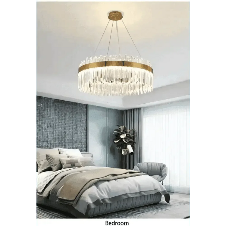 Gold Dia 80cm Crystal Ceiling Pendant Luxury Modest Crystal Chandelier Round Crystal Chandelier - GiFTiFY