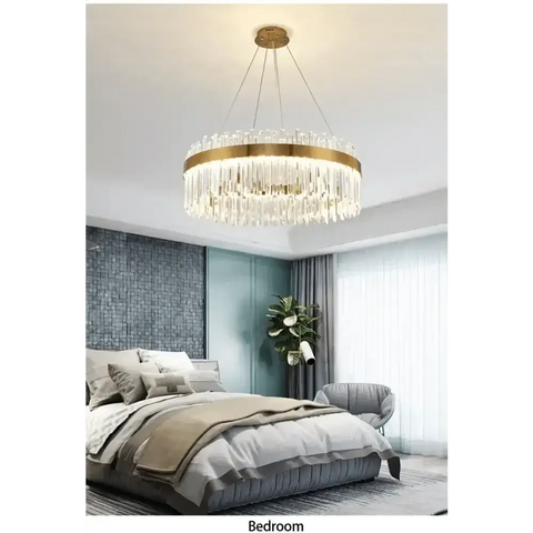 Gold Dia 80cm Crystal Ceiling Pendant Luxury Modest Crystal Chandelier Round Crystal Chandelier - GiFiFY