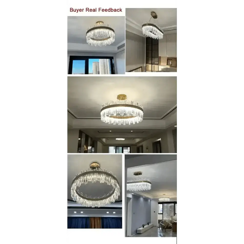 Gold Dia 80cm Crystal Ceiling Pendant Luxury Modest Crystal Chandelier Round Crystal Chandelier - GiFiFY