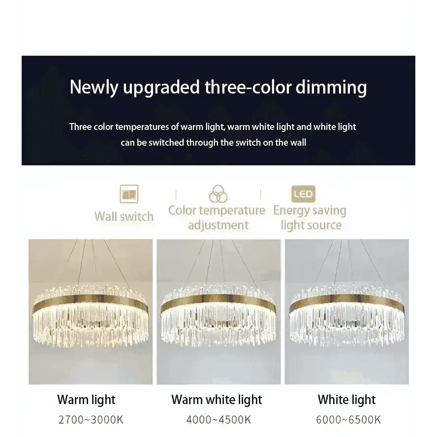 Gold Dia 80cm Crystal Ceiling Pendant Luxury Modest Crystal Chandelier Round Crystal Chandelier - GiFTiFY