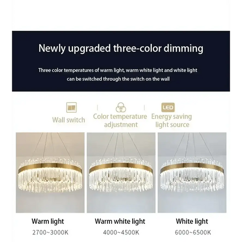 Gold Dia 80cm Crystal Ceiling Pendant Luxury Modest Crystal Chandelier Round Crystal Chandelier - GiFiFY