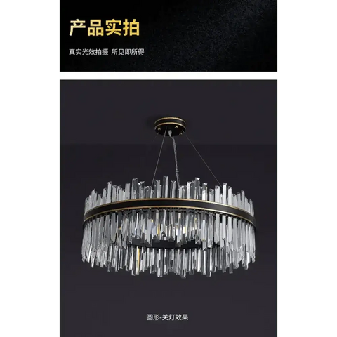 Gold Dia 80cm Crystal Ceiling Pendant Luxury Modest Crystal Chandelier Round Crystal Chandelier - GiFiFY