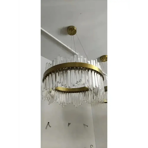 Gold Dia 80cm Crystal Ceiling Pendant Luxury Modest Crystal Chandelier Round Crystal Chandelier - GiFiFY