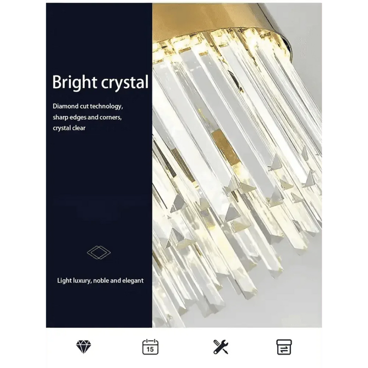 Gold Dia 80cm Crystal Ceiling Pendant Luxury Modest Crystal Chandelier Round Crystal Chandelier - GiFTiFY